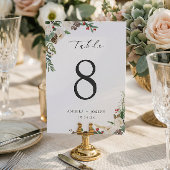 Elegant Winter Floral Wedding Table Number Kaart