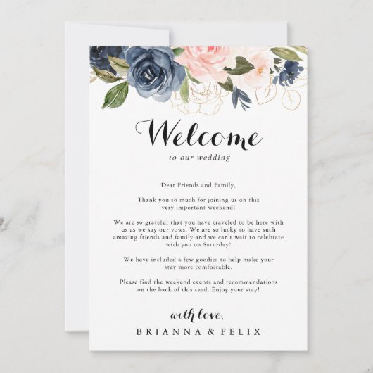 Elegant Winter Floral Wedding Welcome Letter (Voorkant)