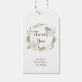 Elegant Winter Floral Wreath Vrijgezellenfeest Cadeaulabel