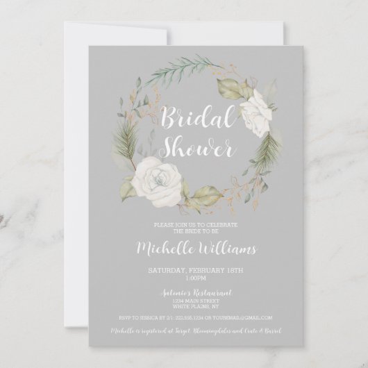 Elegant Winter Floral Wreath Vrijgezellenfeest Kaart (Voorkant)