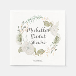 Elegant Winter Floral Wreath Vrijgezellenfeest Servet