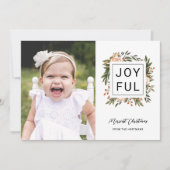 Elegant Winter Florals | Jonge kerstfoto's Feestdagenkaart (Voorkant)