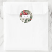 Elegant  Winter Florals Monogram Weddenschap Ronde Sticker (Tas)