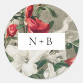Elegant  Winter Florals Monogram Weddenschap Ronde Sticker (Voorkant)