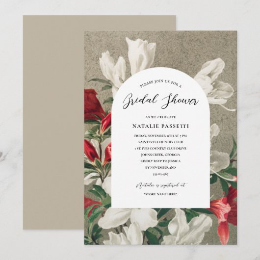 Elegant Winter Florals Vrijgezellenfeest Kaart (Voorkant / Achterkant)