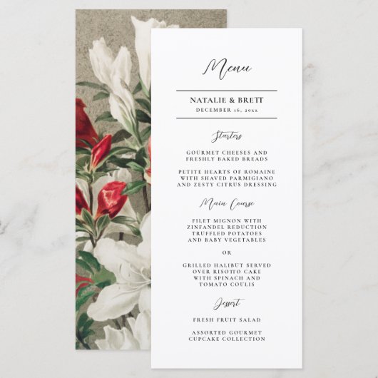 Elegant  Winter Florals Wedding Menu (Voorkant / Achterkant)