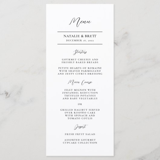 Elegant  Winter Florals Wedding Menu (Voorkant)