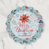 Elegant Winter Flowers Holiday Kerstgeschopt Bedankjes Labels (Voorkant)