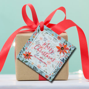 Elegant Winter Flowers Holiday Kerstmis Bedankjes Labels