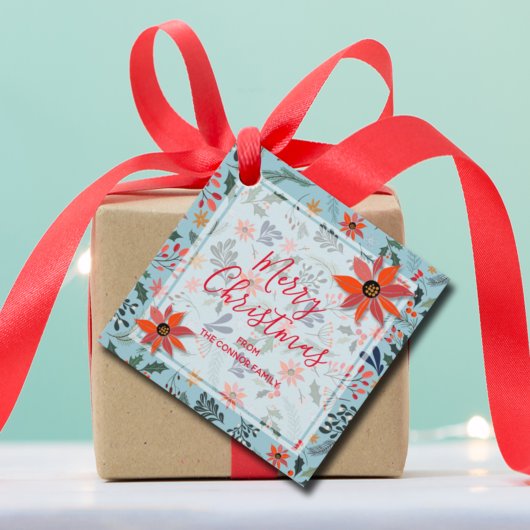 Elegant Winter Flowers Holiday Kerstmis Bedankjes Labels