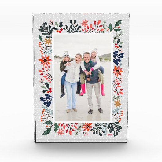 Elegant Winter Flowers Snow Family Fotoblokken (Voorkant)