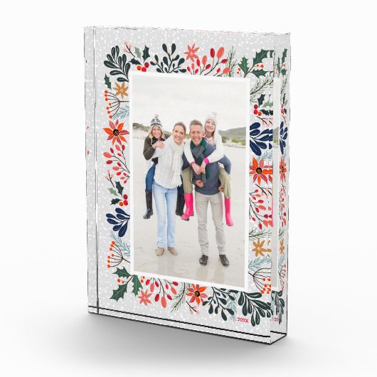 Elegant Winter Flowers Snow Family Fotoblokken (Rechts)