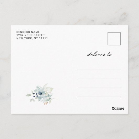 Elegant Winter Foliage Boho Wedding Save the Date Briefkaart (Achterkant)