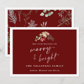 Elegant Winter Foliage Bouquet Non-Photo Feestdagenkaart (Voorkant / Achterkant)
