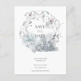 Elegant Winter Foliage Bruiloft Save The Date Aankondigingskaart