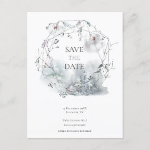 Elegant Winter Foliage Bruiloft Save The Date Aankondigingskaart