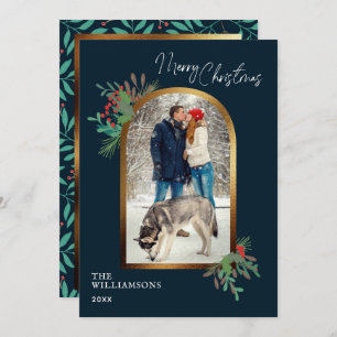 Elegant Winter Foliage Custom Arch Feestdagenkaart