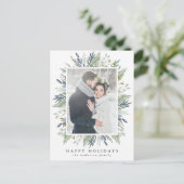 Elegant Winter Foliage Frame | Holiday Photo Briefkaart (Staand voorkant)