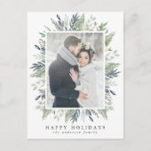 Elegant Winter Foliage Frame | Holiday Photo Briefkaart (Voorkant)