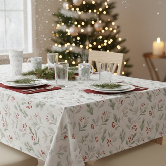 Elegant Winter Foliage Holiday Tablecloth Tafelkleed