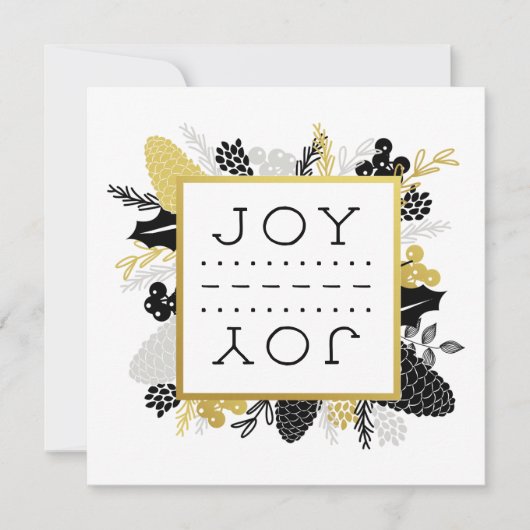 Elegant Winter Foliage JOY Christmas Feestdagenkaart (Voorkant)