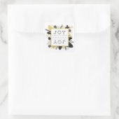 Elegant Winter Foliage JOY Christmas Vierkante Sticker (Tas)