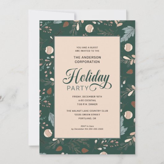 Elegant Winter Foliage Kantoor Holiday Party Kaart (Voorkant)