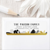 Elegant Winter Foliage Kerstmis Etiket (Insitu)