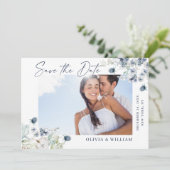 Elegant Winter Foliage PHOTO Wedding Save the Date (Staand voorkant)