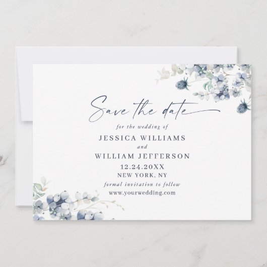 Elegant Winter Foliage PHOTO Wedding Save the Date (Achterkant)