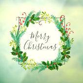 Elegant Winter Foliage Wreath Merry Kerstmis Raamsticker (Vel 3)