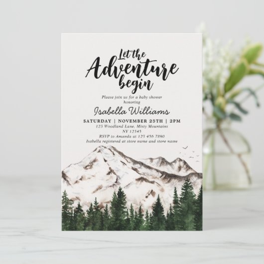 Elegant Winter Forest Adventure Boy Baby shower Kaart (Staand voorkant)