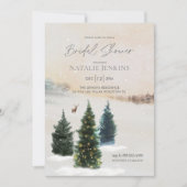 Elegant Winter Forest Bridal Shower Invitation Kaart (Voorkant)