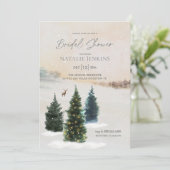 Elegant Winter Forest Bridal Shower Invitation Kaart (Staand voorkant)