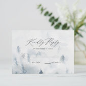 Elegant Winter Forest Bruiloft RSVP Kaart (Staand voorkant)