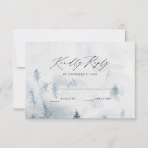 Elegant Winter Forest Bruiloft RSVP Kaart