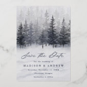 Elegant Winter Forest Folie Save the Date Kaart (Voorkant)