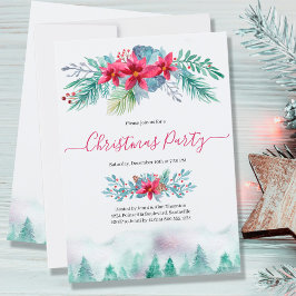 Elegant Winter Forest Kerstparty Kaart
