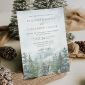 Elegant Winter Forest Pine Trees Wedding Kaart