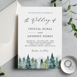 Elegant Winter Forest Pine Trees Wedding Kaart