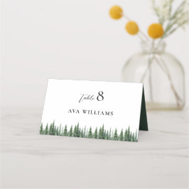 Elegant Winter Forest Watercolor Wedding Plaatskaartje