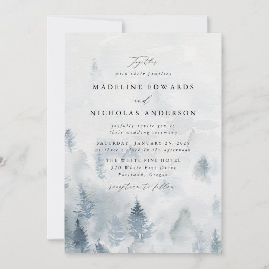 Elegant Winter Forest Wedding Kaart (Voorkant)