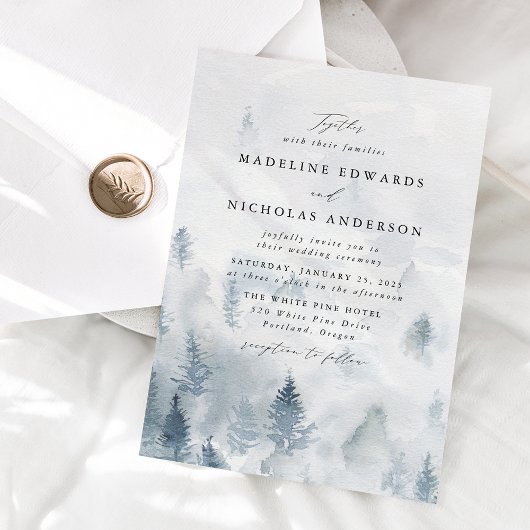 Elegant Winter Forest Wedding Kaart