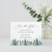 Elegant Winter Forest Wedding Save the Date Briefkaart (Staand voorkant)