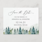 Elegant Winter Forest Wedding Save the Date Briefkaart (Voorkant)