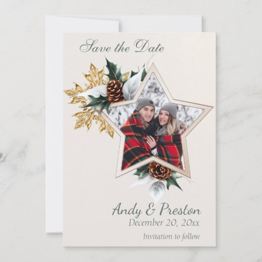 Elegant Winter Foto Save the Date Invitation Kaart (Voorkant)
