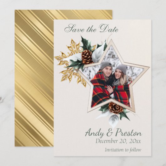 Elegant Winter Foto Save the Date Invitation Kaart (Voorkant / Achterkant)