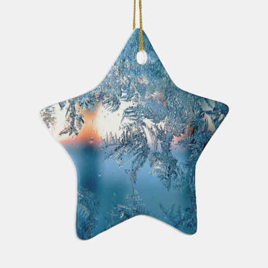 Elegant Winter Frosted Glass Ice Crystals Keramisch Ornament (Rechts)