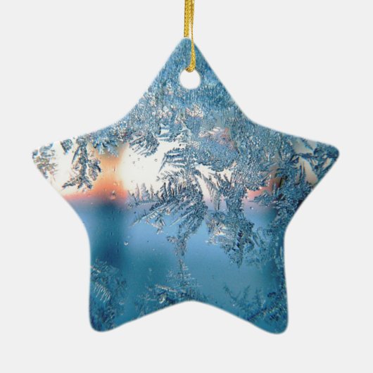 Elegant Winter Frosted Glass Ice Crystals Keramisch Ornament (Achterkant)
