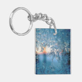 Elegant Winter Frosted Glass Ice Crystals Sleutelhanger (Voorkant Links)